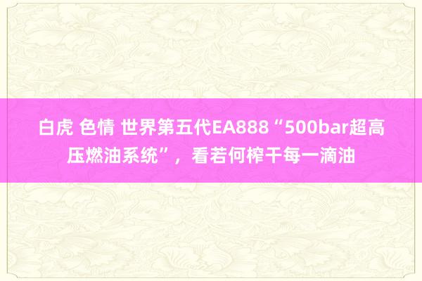 白虎 色情 世界第五代EA888“500bar超高压燃油系统”，看若何榨干每一滴油
