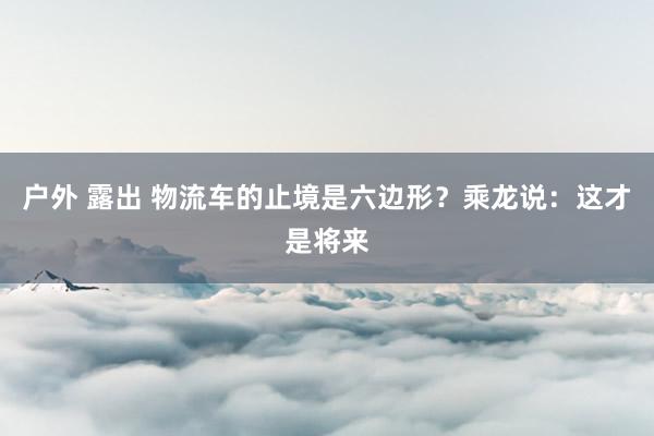 户外 露出 物流车的止境是六边形？乘龙说：这才是将来