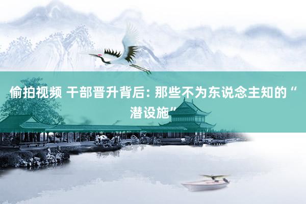 偷拍视频 干部晋升背后: 那些不为东说念主知的“潜设施”